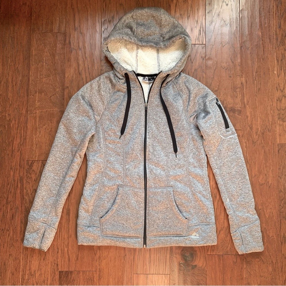 RBX Gray Fleece Lined Full Zip Hoodie Thumbhole Jacket Size M